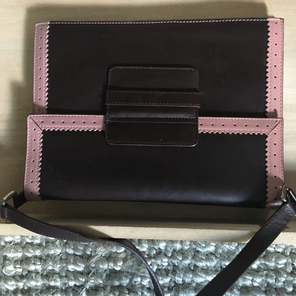 J Crew Pink and Brown Retro Style Envelope Bag - Picture 2 of 4